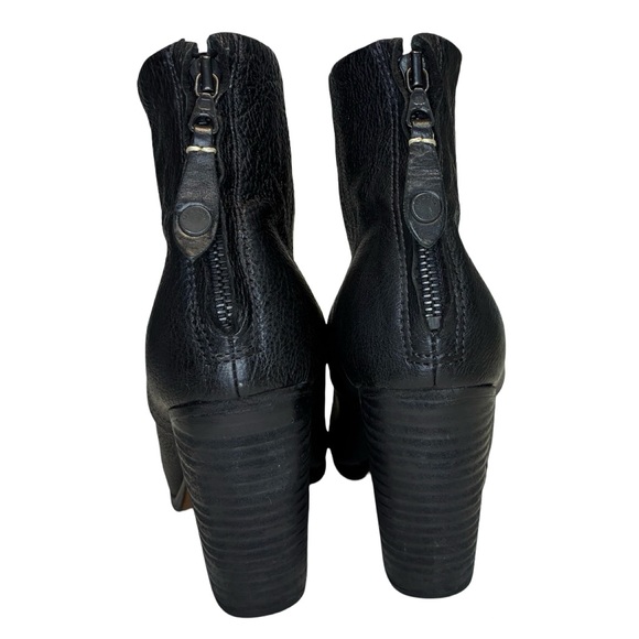 [38] Rag & Bone Newbury Ankle Boots | Black Leather Round Toe Stacked Heel - Picture 4 of 10
